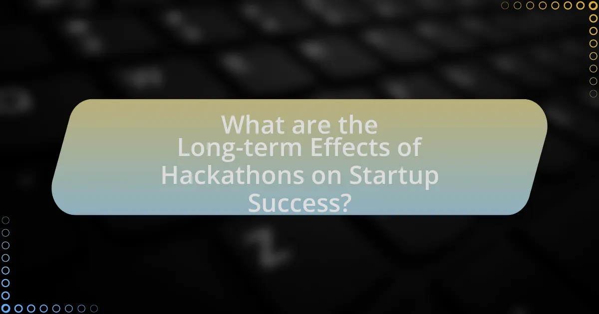 What are the Long-term Effects of Hackathons on Startup Success?