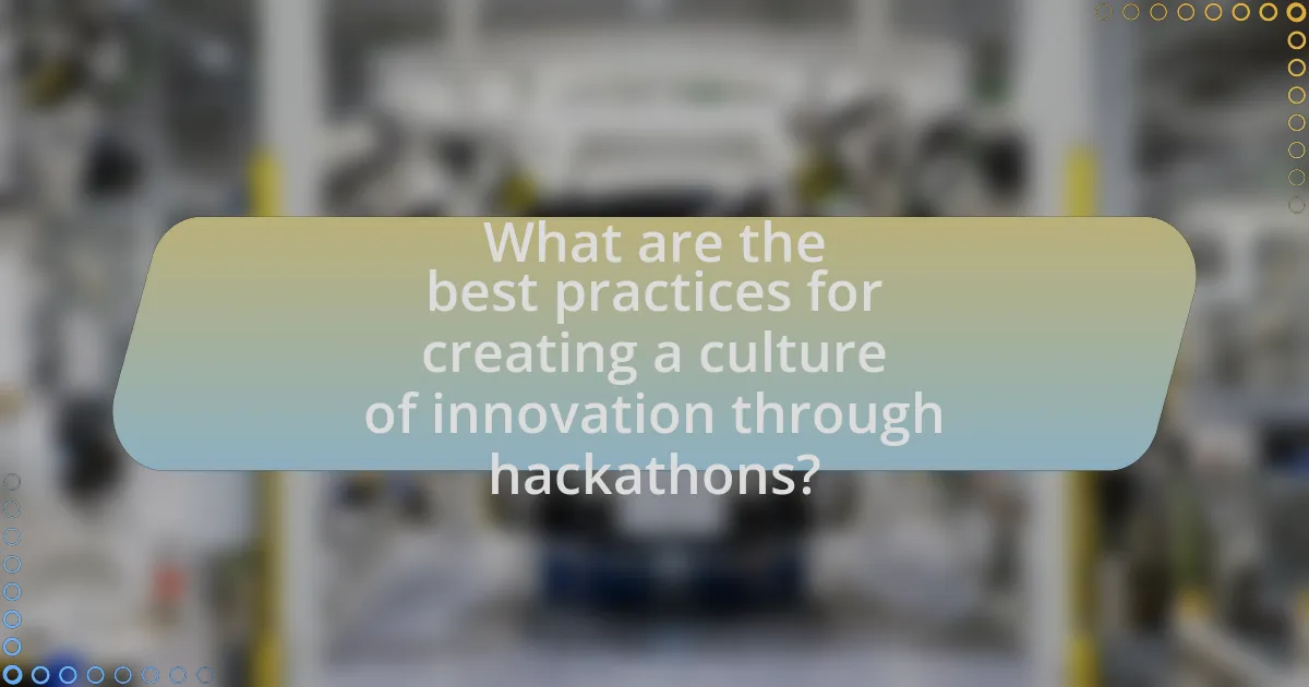 What are the best practices for creating a culture of innovation through hackathons?