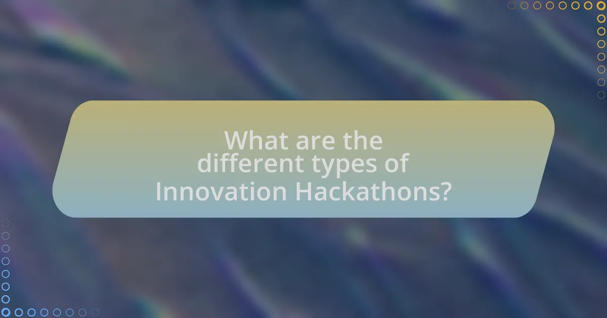 What are the different types of Innovation Hackathons?