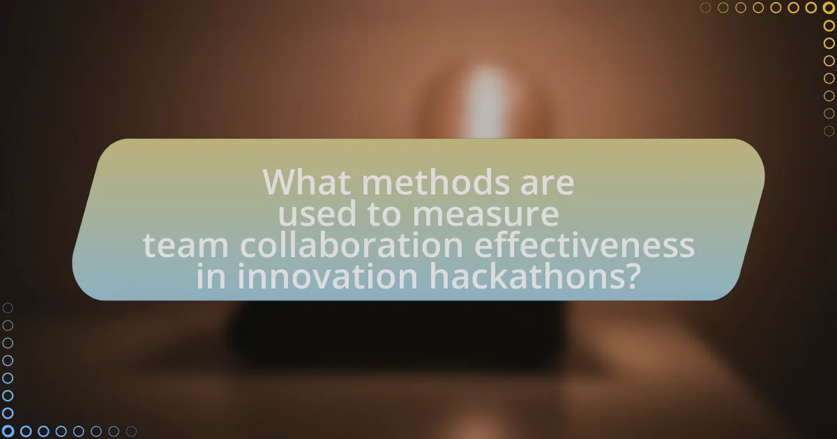 What methods are used to measure team collaboration effectiveness in innovation hackathons?
